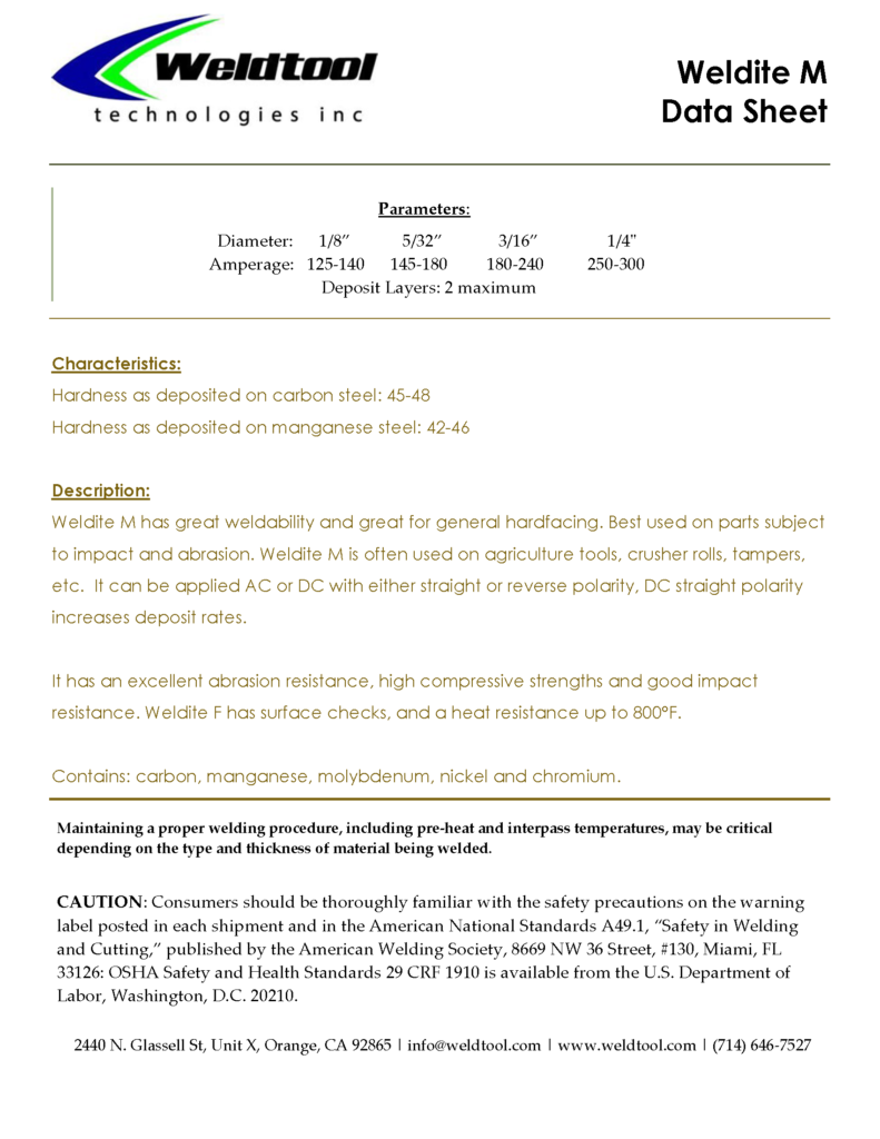 Weldite M hardfacing electrode